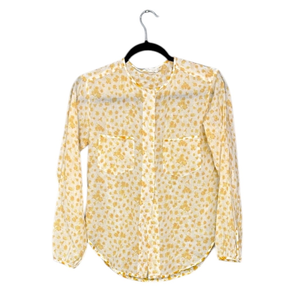 SOLD  Yellow Floral Long Sleeve Blouse size 0